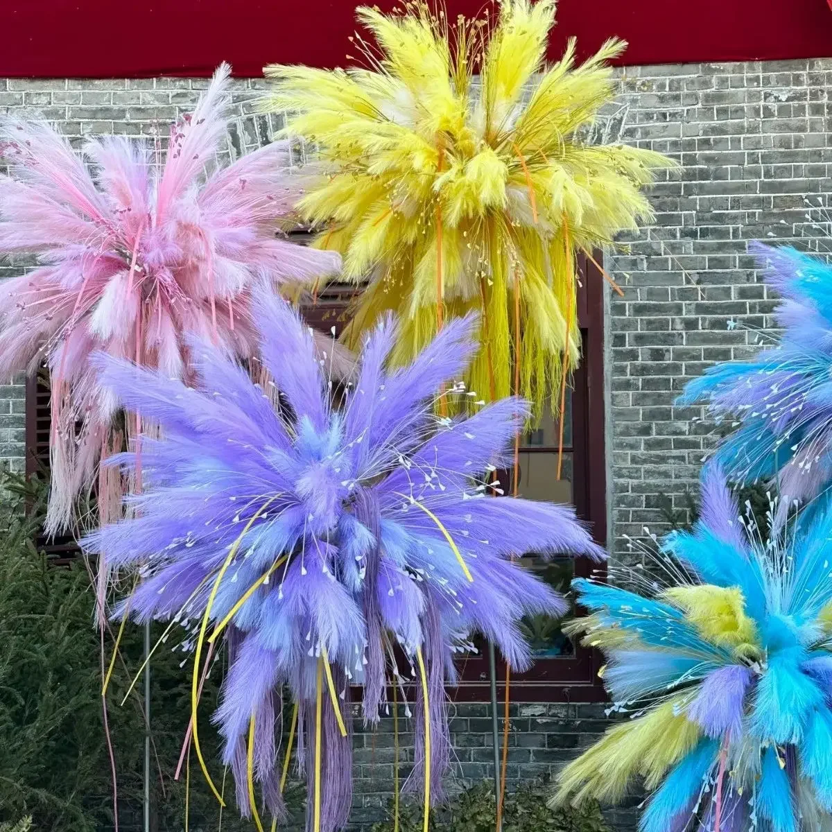 100 Stück 1M Simulations-Schilfrohrfeder Pampasgras Künstliche Blumen Hochzeit Weihnachten Schilfrohr Feuerwerk Ringelblume Dekorative Floristik – Detail 9