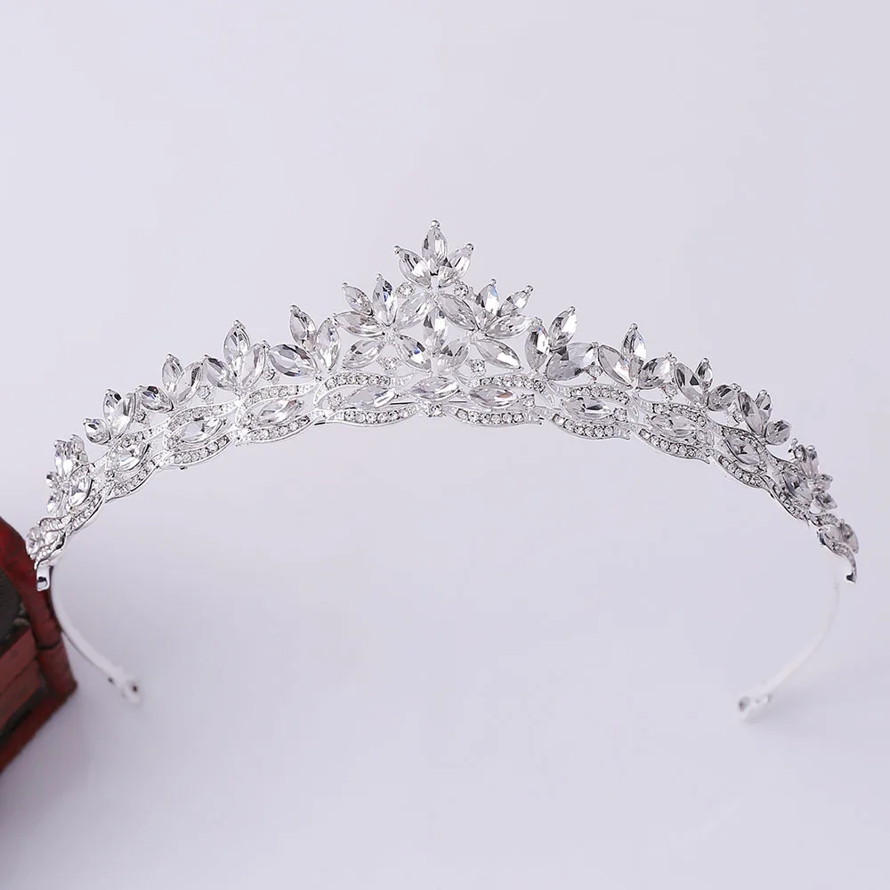1pc bridal headdress diamond encrusted holiday runway crown wedding birthday leaves crystal crown hair bands hair accessories image 4
