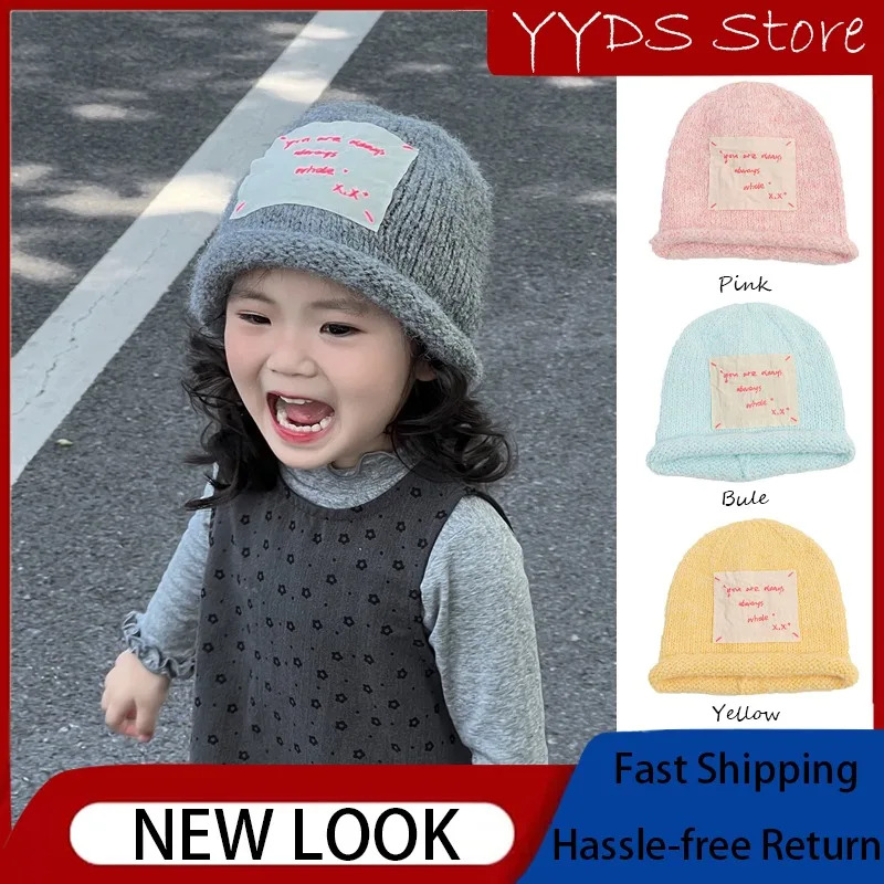 Candy Color Knit Kids Beanie Autumn Winter Japanese Style Warm Wrap Hat Casual Solid Color Toddler Headwear Gift