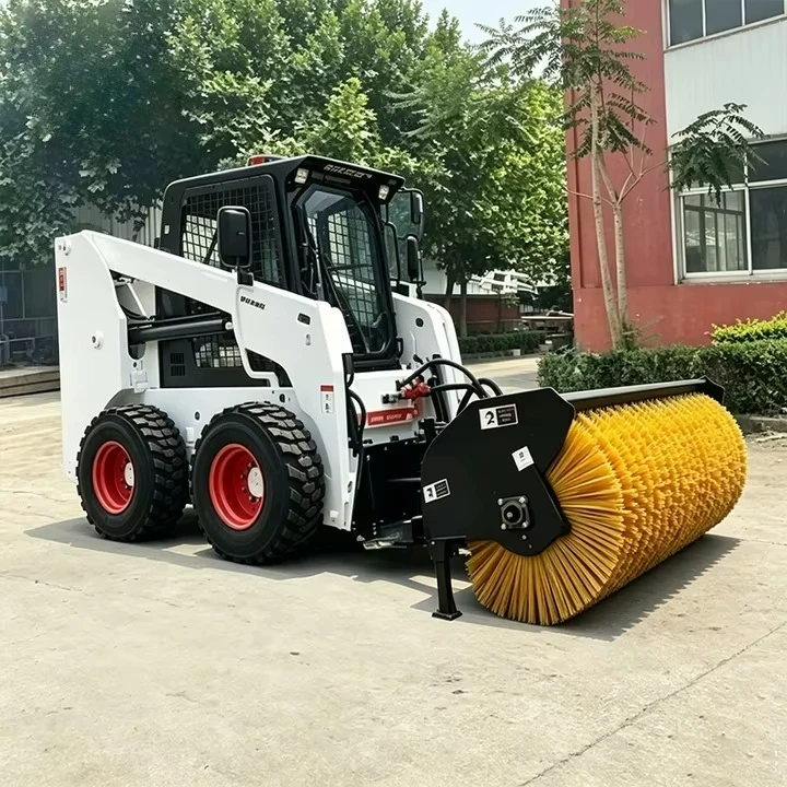 Skid Steer Loader Quick Install Anti Corrosion Snow Sweeper Municipal Road Winter Clearing Heavy Duty Attachment