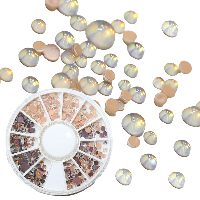 Millard – 12 grilles, mélange de tailles, opale marron, sirène, bulle de diamants, strass pour Nail Art, décorations de manucure, ornements ronds à dos plat