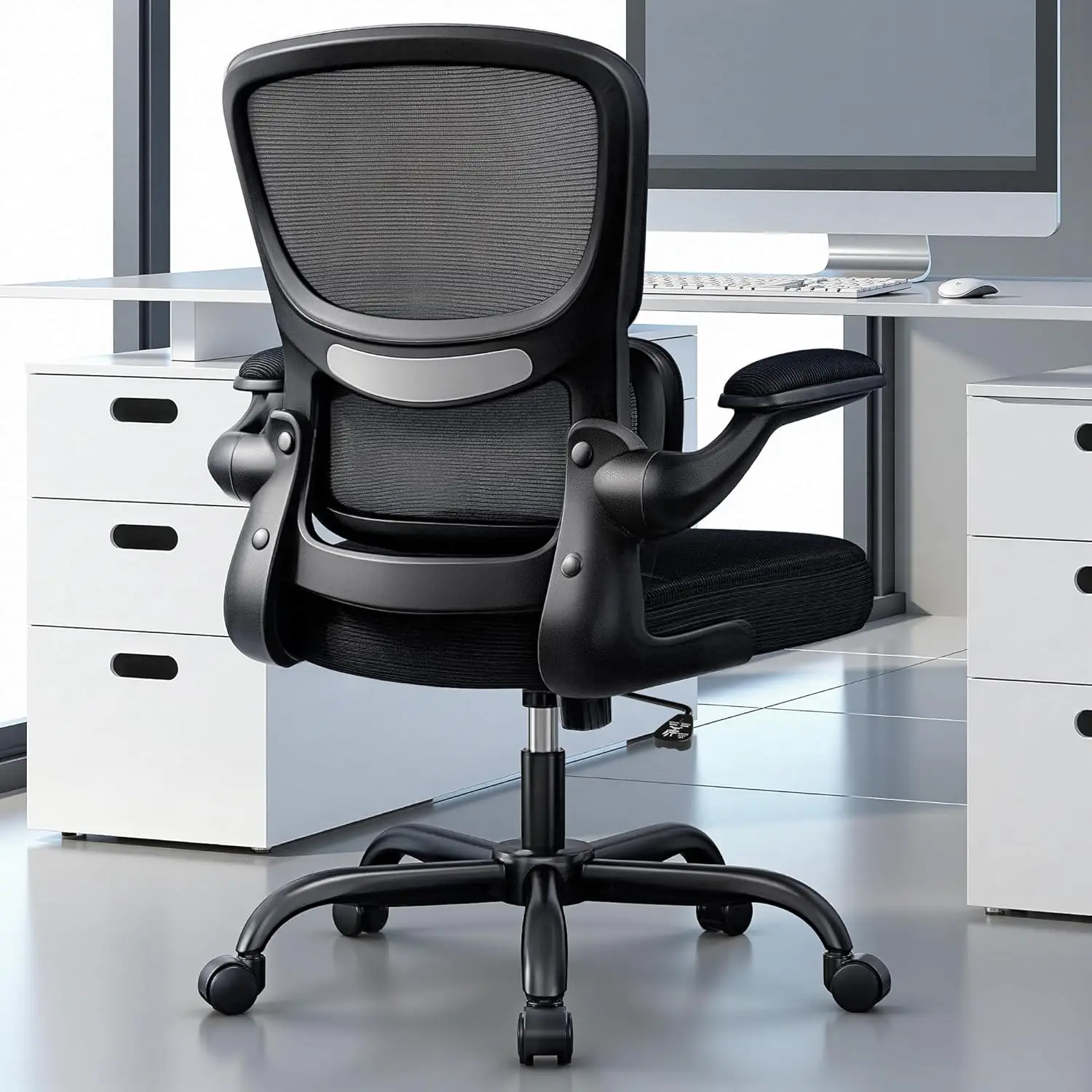 

Ergonomic Office Chair, Breathable Mesh Ergonomic Desk Chair With Lumbar Support, Flip-up Armrests, Computer Chairs, Customized