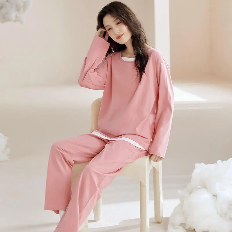 Hot 2026Spring Summer New Women Fashion Soft Skin Friendly Comfort Sleepwear Long Sleeve Casual Loose Outerwear Home Clothingset