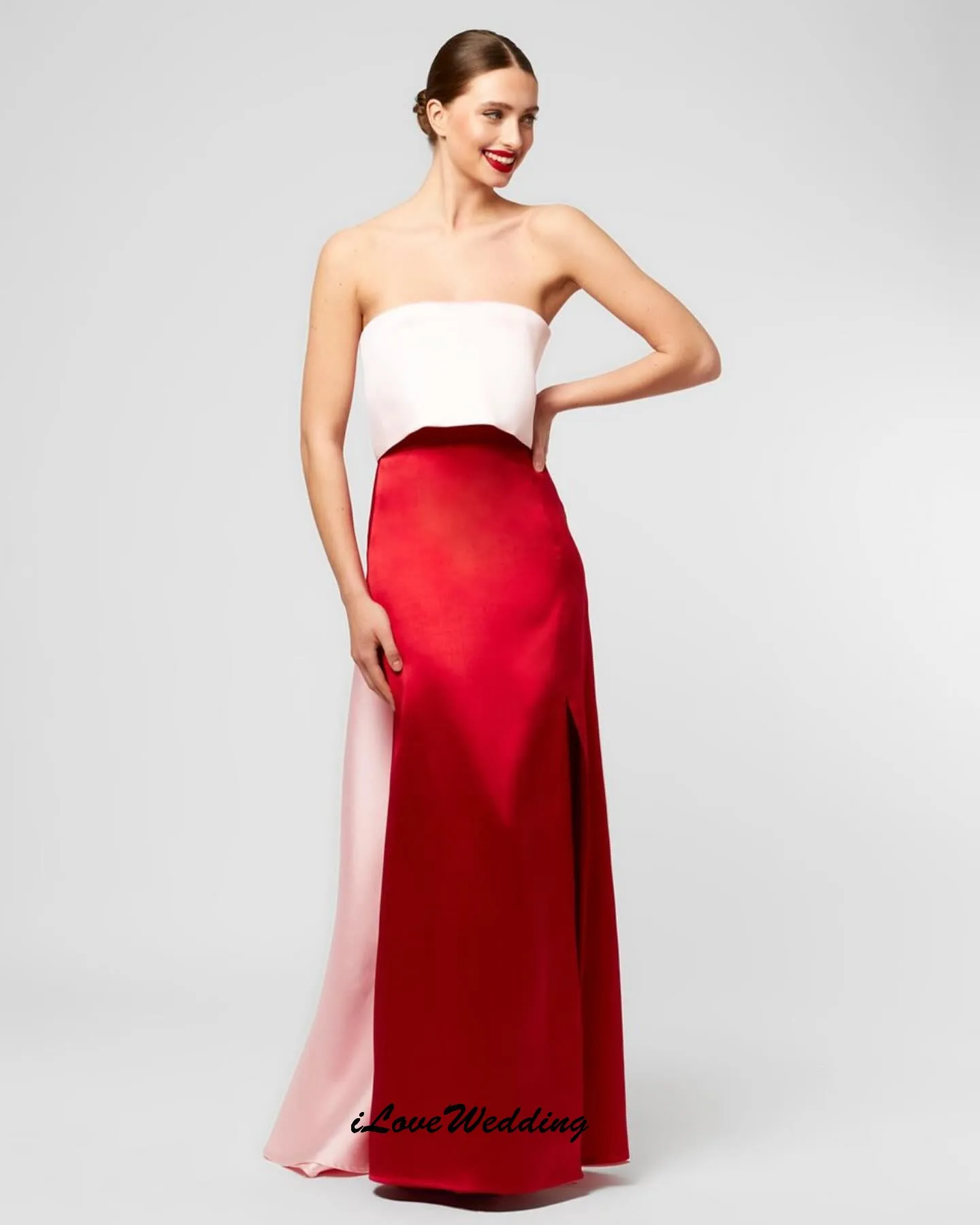 

Strapless Red Evening Dresses 2025 Satin Elegant Women Party Dress Long Prom Dresses A-Line Formal Gowns For Women Customized
