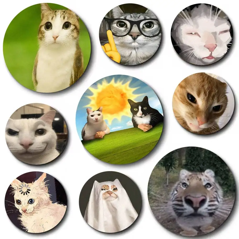 Popular Cute Fashion Hot Funny Cat Meme Badge Metal Brooch for Bag Clothes Hat Decor Cosplay Accessories Gifts