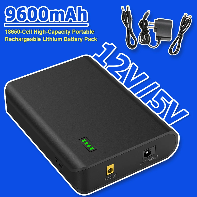 12V Portable Power Bank, 5V, 18650 Cell, Small Size, Large Capacity, Portable, Rechargeable Lithium Battery Pack