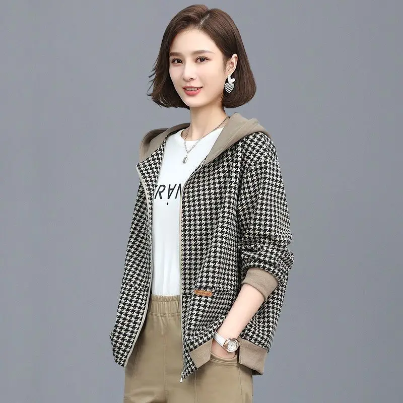 New Women's Clothing Korean Fashion Loose Office Lady Simplicity Casual Printing Zipper Long Sleeve Warm Winter Thick Jackets