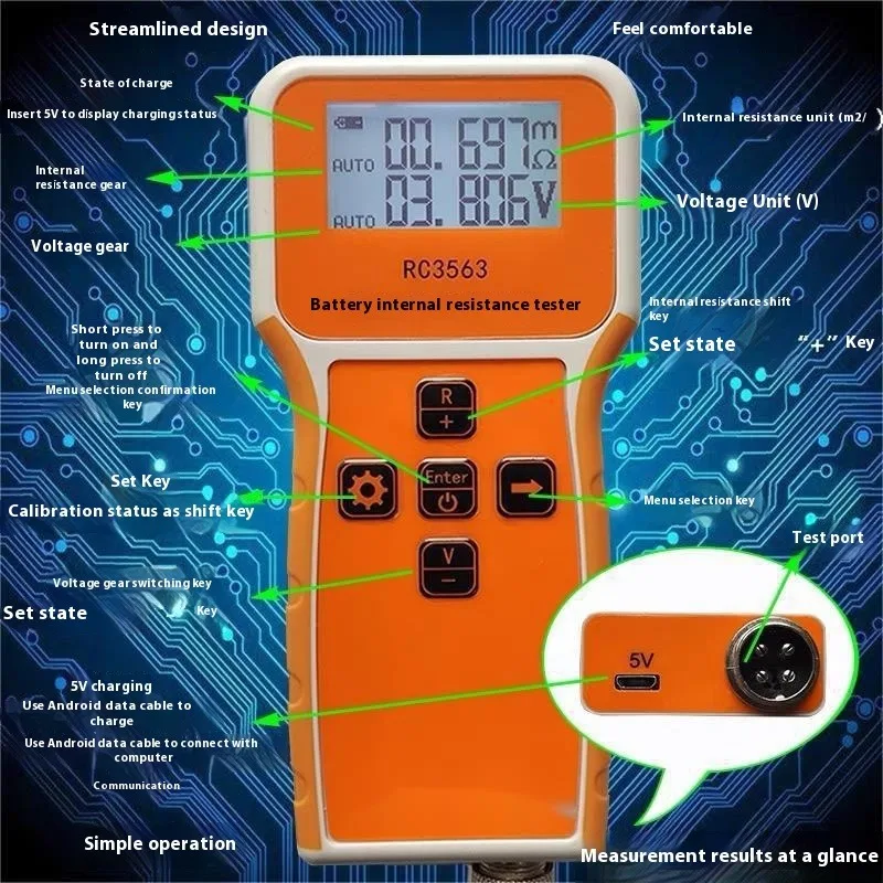 RC3563 Battery Voltage Internal Resistance Tester High-precision Trithium Lithium Iron Phosphate 18650 Ohmmeter