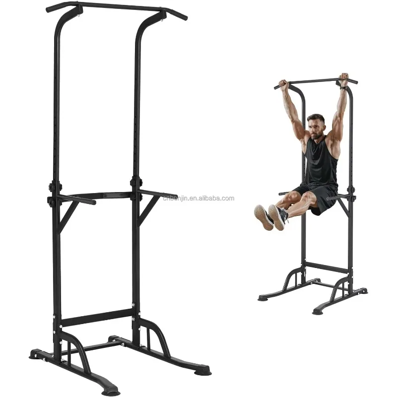 YTYINPower Tower Dip Station, 10-Level Height Adjustable Pull Up Bar Stand, Home Gym Fitness Dip Bar Station, 330LBS