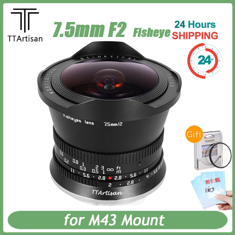 TTArtisan 7.5mm F2 APS-C Fisheye Lens Manual Focus For M43 Mount Olympus Panasonic Micro Camera G5 GX7 GX8 E-M5 EPM2  PEN-F GM1