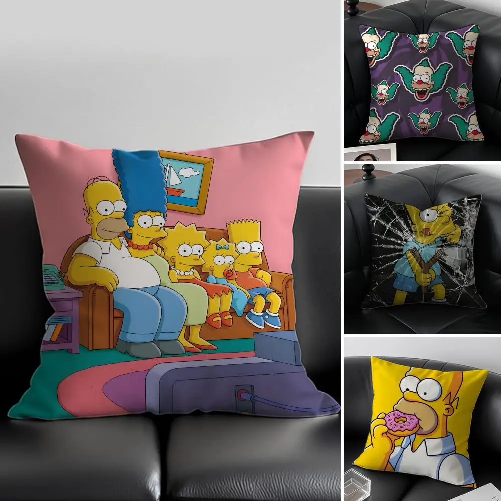 T-The Simpsons Cushion Cover Pillow Case Anti-dustmite Invisible zipper silky plush cushion