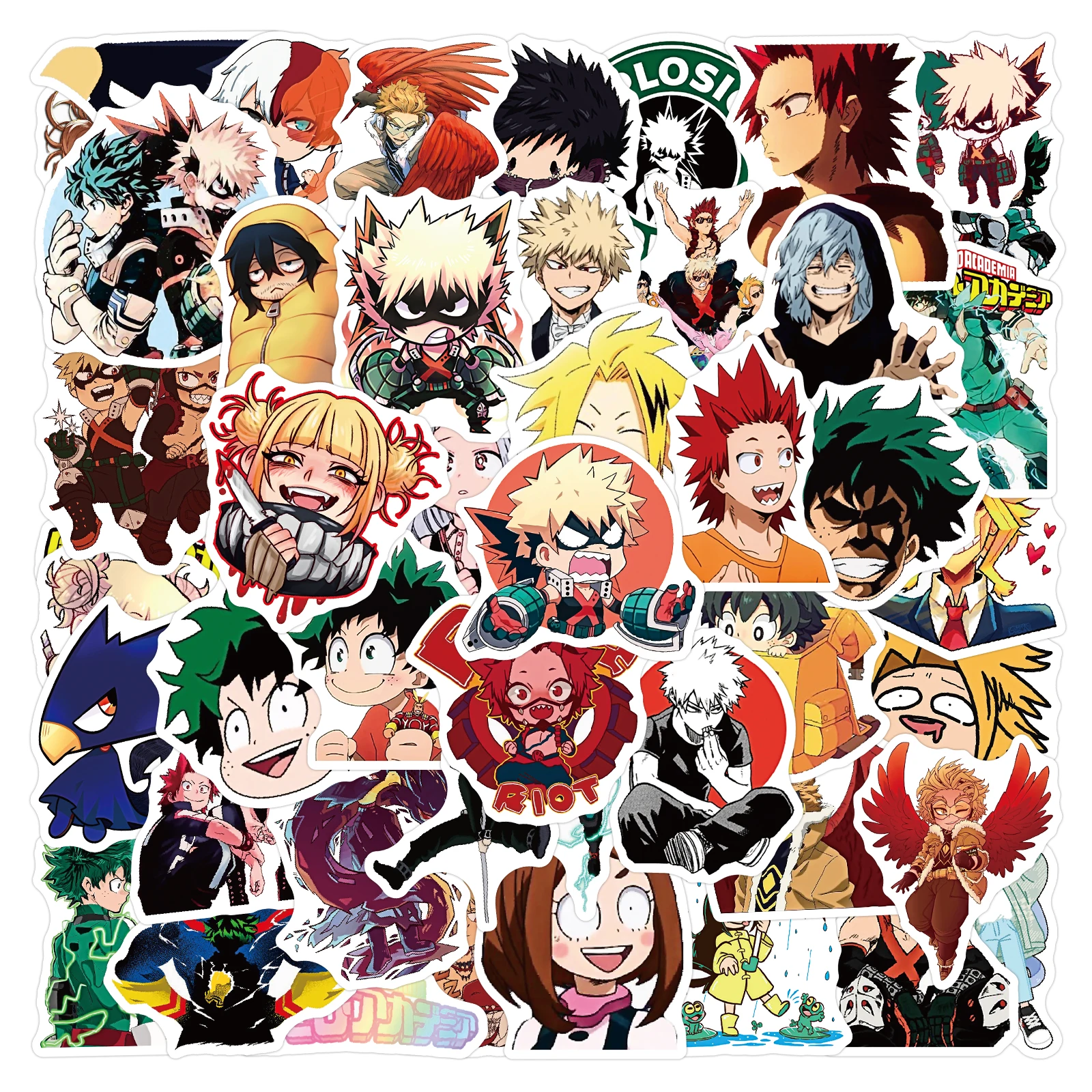 50 قطعة من ملصقات My Hero Academia DIY لتزيين لوح التزلج المقاوم للماء وأمتعة الكمبيوتر المحمول والهاتف والثلاجة