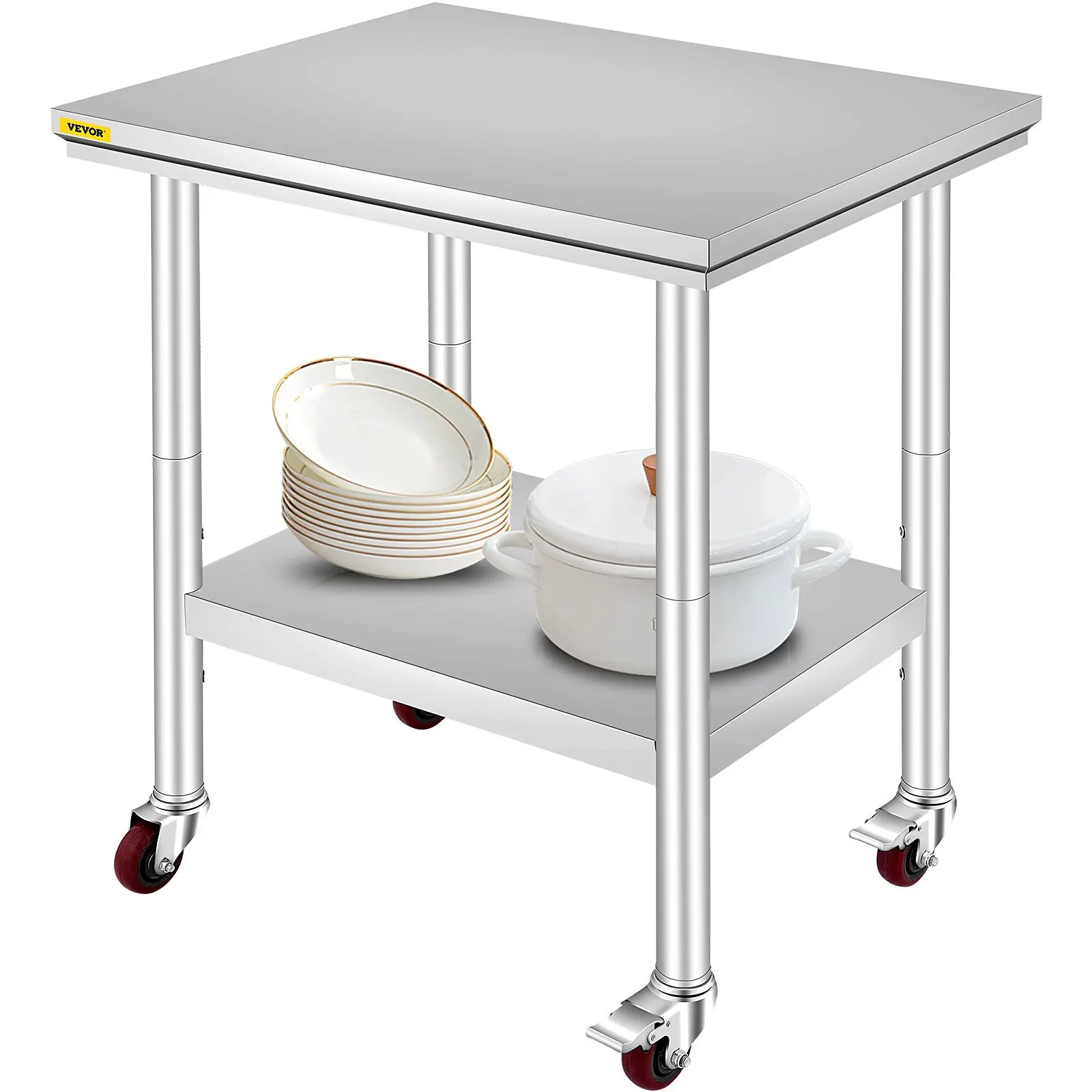 NEW Stainless Steel Work Table with Wheels 24 x 30 Prep Table with casters Heavy Duty Work Table for Commercial Kitchen Restau