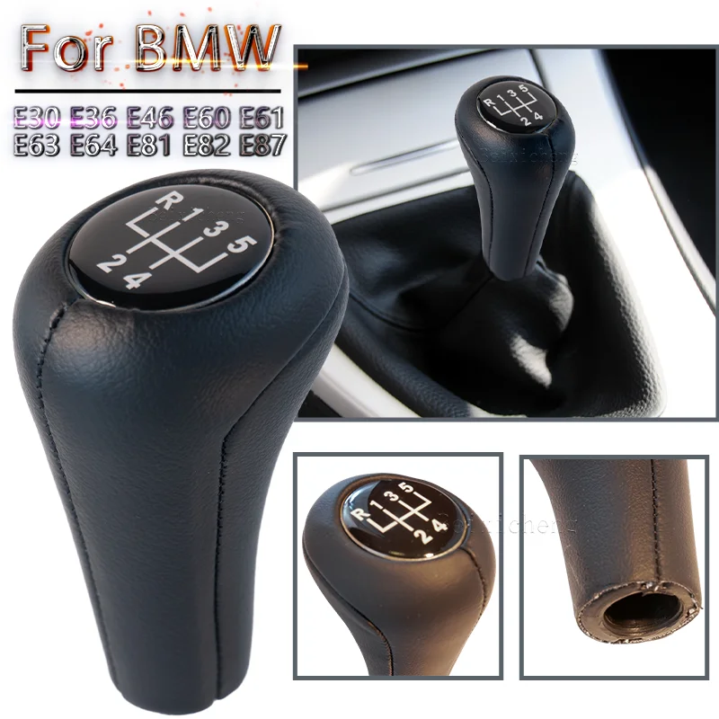 5/6 Speed MT for BMWW Shift Knob For BMW 1 3 5 6 Series E46 E60 E61 E63 E64 E90 E91 E92 E81 E82 E87 E88  Pu Leather