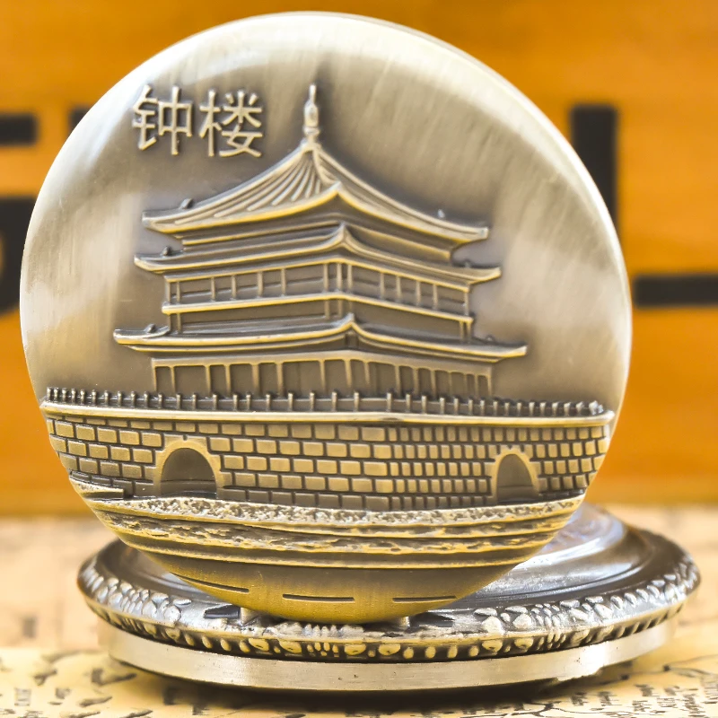 خمر البرونزية Steampunk الجذب الصيني منحوتة ساعة جيب كوارتز قلادة قلادة ساعة سلسلة الرجال سلسلة نسائية هدية