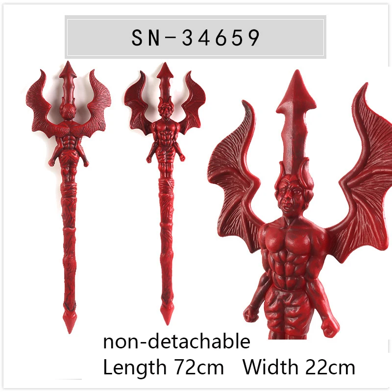 Plastic Red Trident Mesh Skirt Demon Weapon Props Big Great Devil Fork Big Axe Sickle Red devil Masquerade Mischief Props