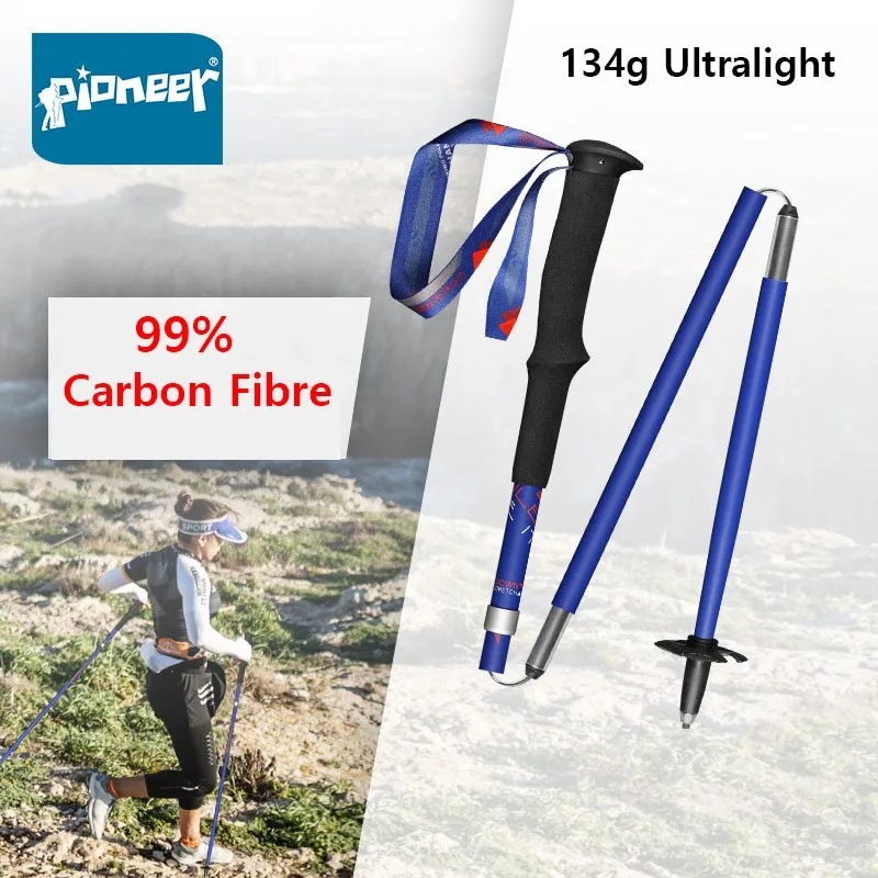 99% Carbon Fiber Folding Walking Stick Ultralight Lightweight Trekking Poles Hiking Climbing Ski Nordic Walking Stick 1PCS Cane