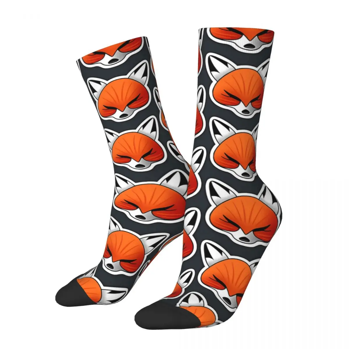 The Fat Fox Happy Men's Socks Retro Fox Cartoon Animals Hip Hop Seamless Crew Sock Gift Pattern Printed