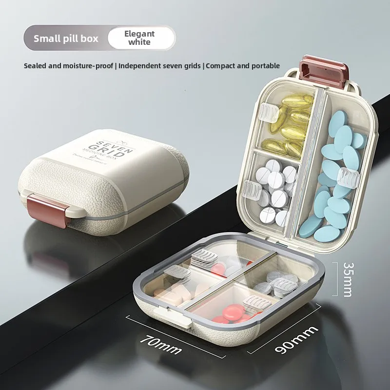 منظم حبوب الدواء المحمول لمدة 7 أيام - علبة حبوب أسبوعية مع مقصورات مانعة للتسرب للفيتامينات والأدوية