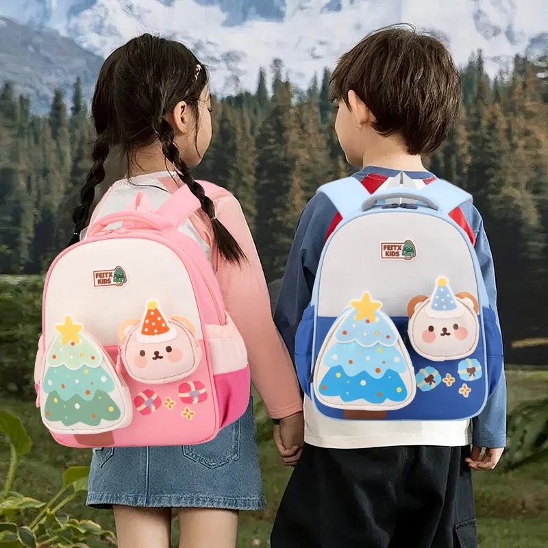 2025 Children Backpack Cute Cartoon Christmas Tree 3-6 Years Old Boys Girls Double Shoulder Large Capacity Trendy Bag