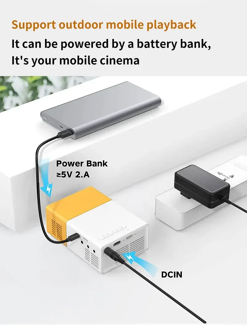 Smart Mini Portable Projector Full HD 1080P Multimedia Home Projectorwith for Iphone,HDMI,USB