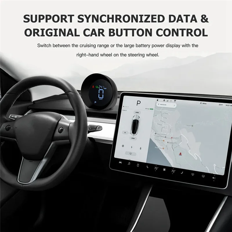 

A21F-For Tesla Model 3 Model Y Car Multifunction Steering Wheel HUD Head Up Display HD LCD Display Instrument Multimedia OBD Par