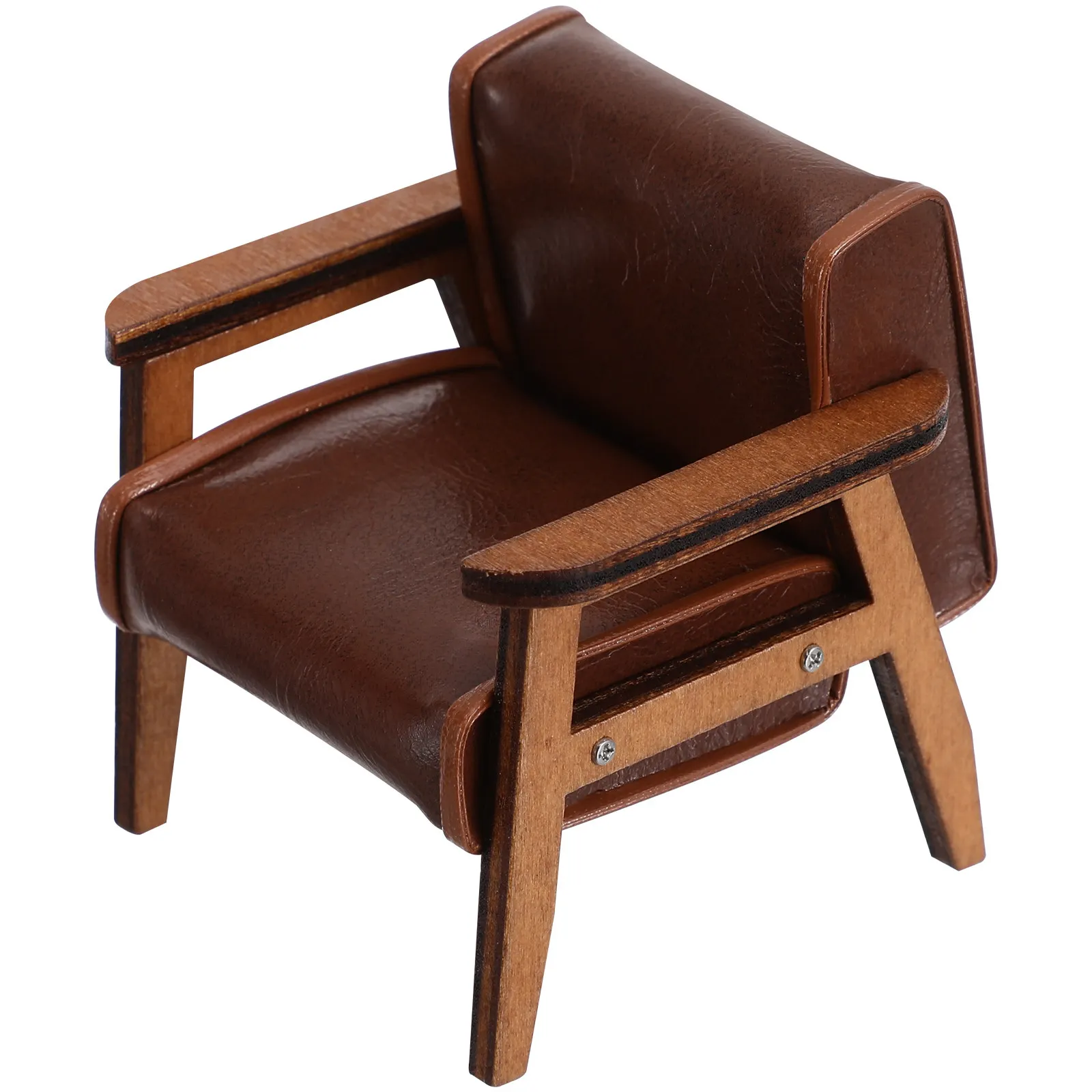 

Miniature Wooden Sofa Chair PU Smooth Surface Tiny Furniture for Mini House Adornment Mini Sofa Chair Realistic Look