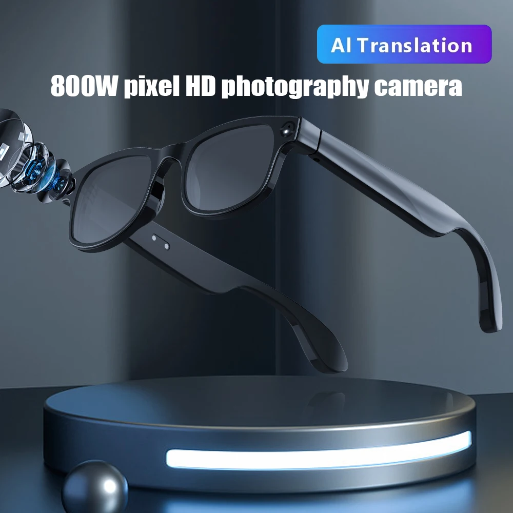 4K 800 بكسل HD AI النظارات الذكية الدردشة GPT 100MP كاميرا بلوتوث دعوة 260Mah بطارية صوت مساعد التحكم النظارات الذكية 2025