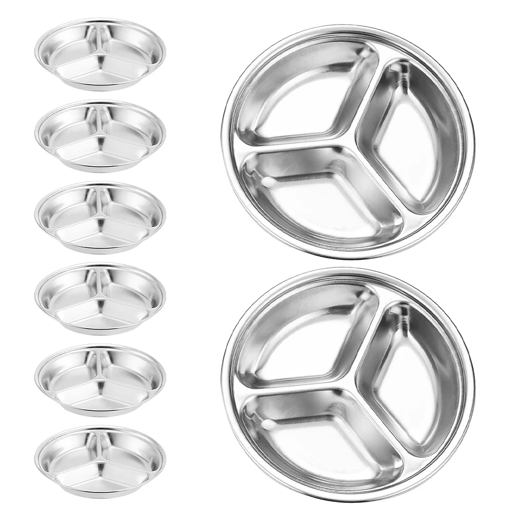 

8Pcs Round Divided Sauce Dishes Stainless Steel Stackable Soy Sauce Plate Dipping Bowls for Sushi Seasoning Condiments