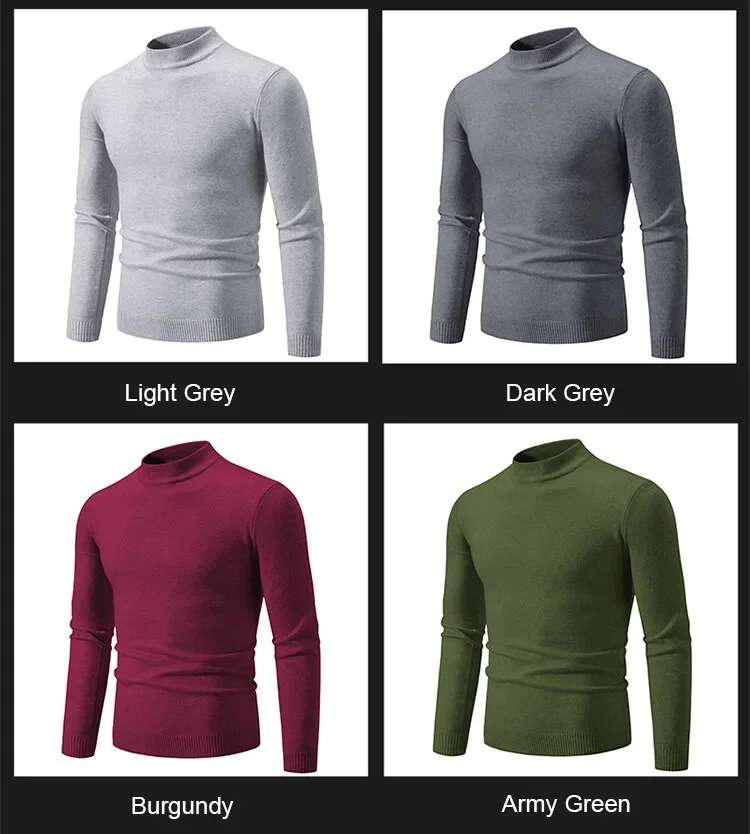 Herbst männer Hälfte Rollkragenpullover Einfarbig Grundlegenden Stil Casual Mode Strickwaren Slim Fit Hohe Elastische Männliche Warme Pullover – Detail 7