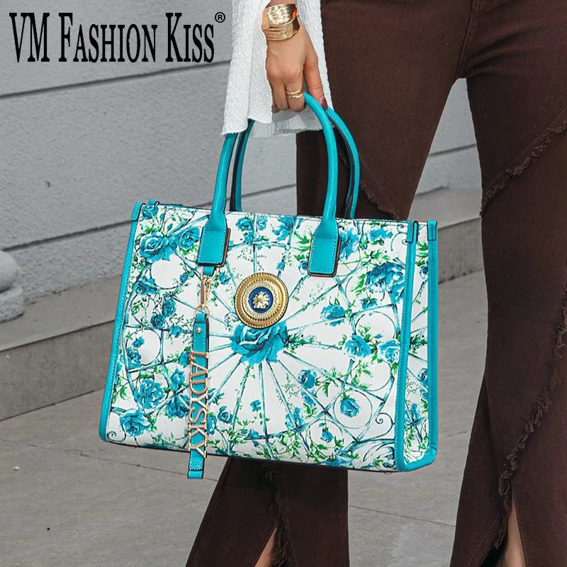 Women's Bags Cashew Flower Print Tote Large-Capacity Fashionable Luxury Designer High-Quality PU Leather Crossbody Bag Shoulder