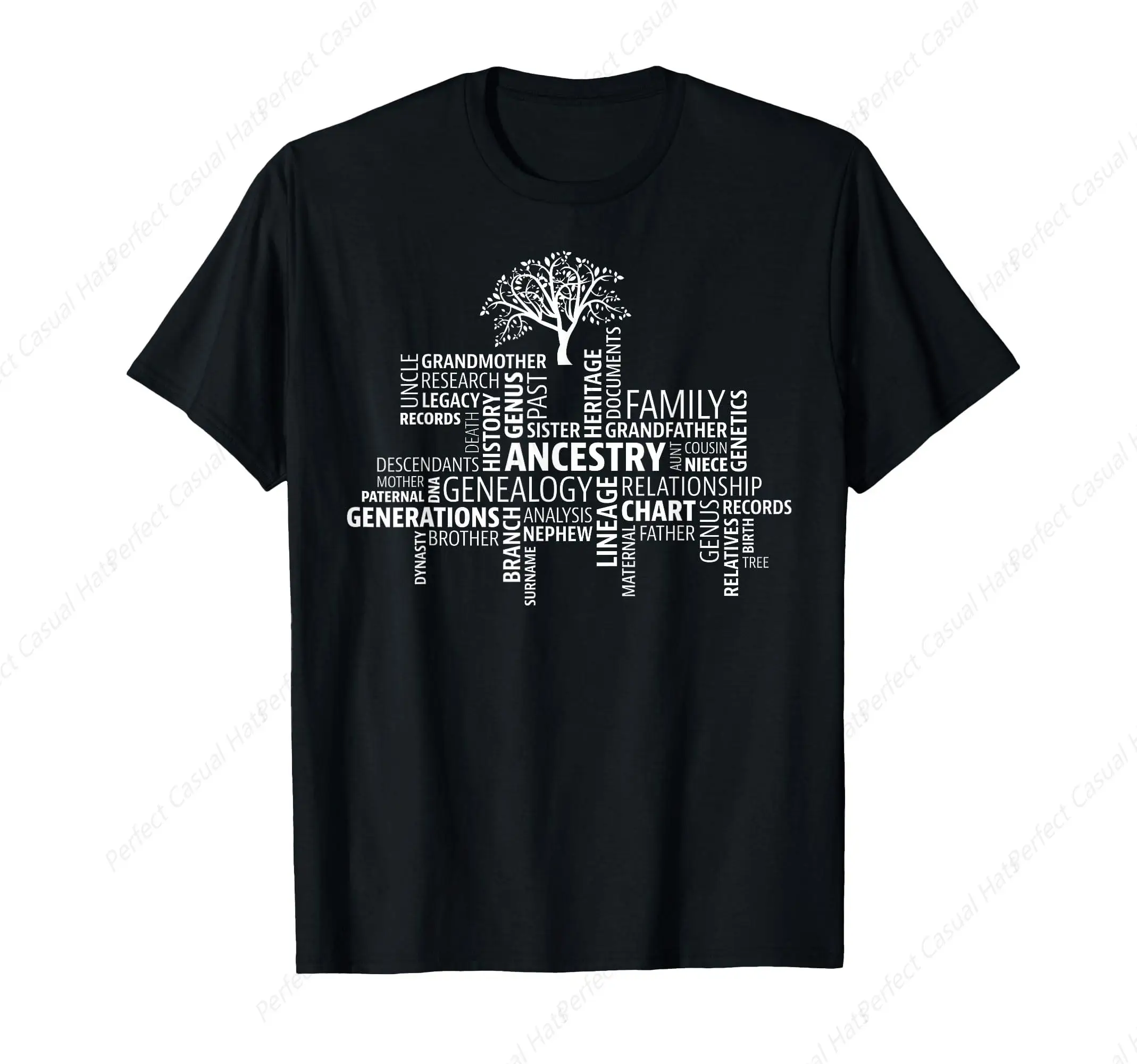 Genealogy Ancestry Word Cloud T-shirt Research Your Family T-Shirt  Men Women Leisure Drop Pure Cotton Loose Couple Tee