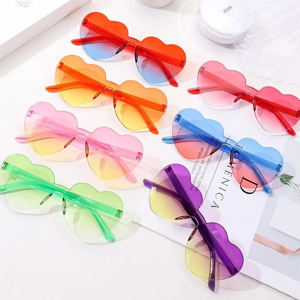 Funny Gradient Lenses Candy Color Heart Glasses Party Sun Glasses Shades Heart-shaped Sunglasses