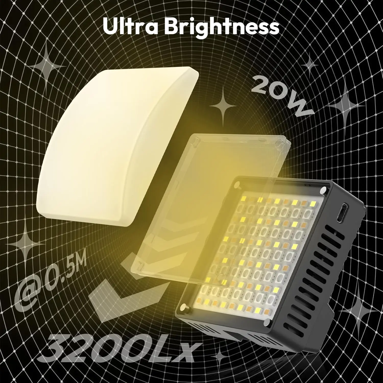Ulanzi LE20 luces LED RBG fotografía vídeo luz de relleno luces para selfies iluminación de conferencias con ventilador más fresco para transmisión en vivo