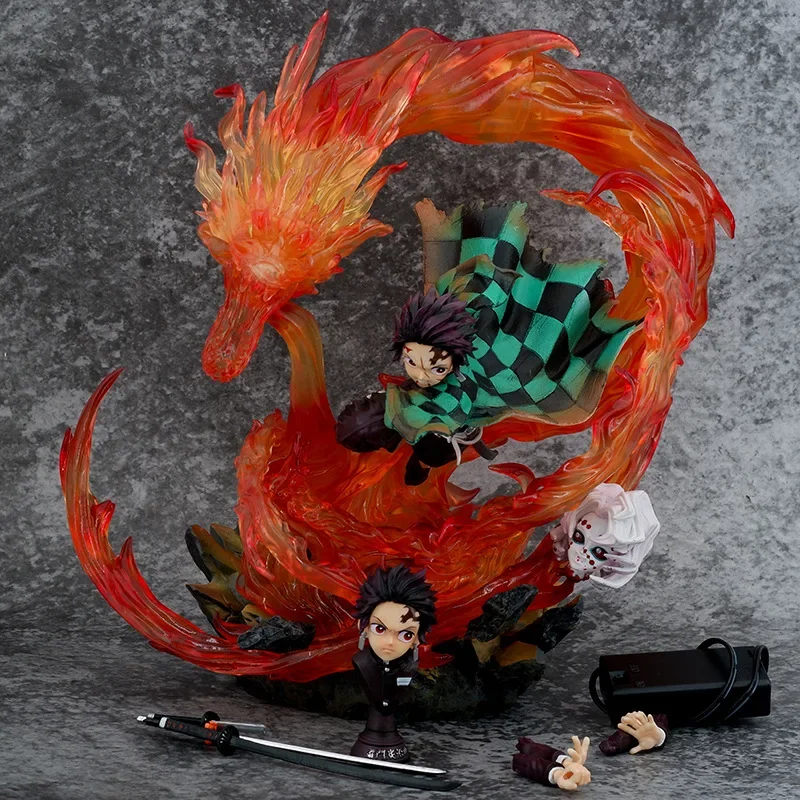 

30cm GK Statue Tanjirou Kamado PVC Action Figure Fire Dragon with Led Light Anime Demon Slayer Kimetsu No Yaiba Toys Figuras