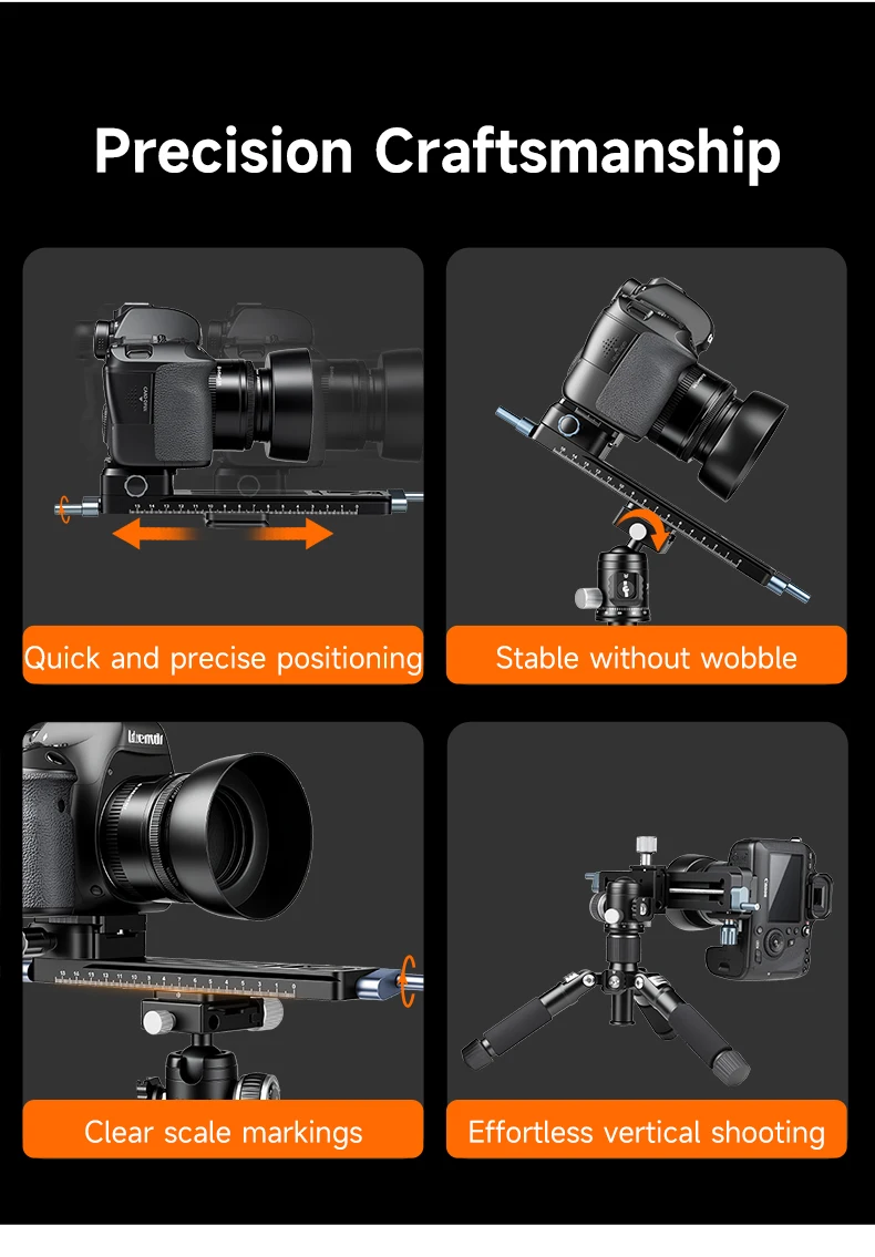 XILETU Makro Focus Rail Slider Schnellwechselplatte für DSLR, 5 kg, Desktop Outdoor Time-Lapse Close-up Makrofotografie – Detail 8