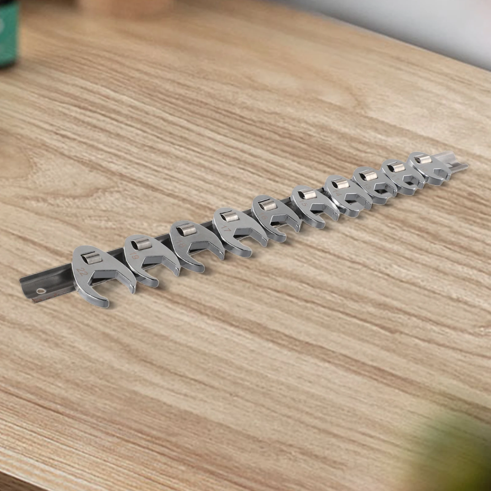 10Pcs 3/8Inch Drive Crowfoot Wrench Set 10 To 22mm Metric Foot Open End Spanner Plated Metric Nut Wrench Tool