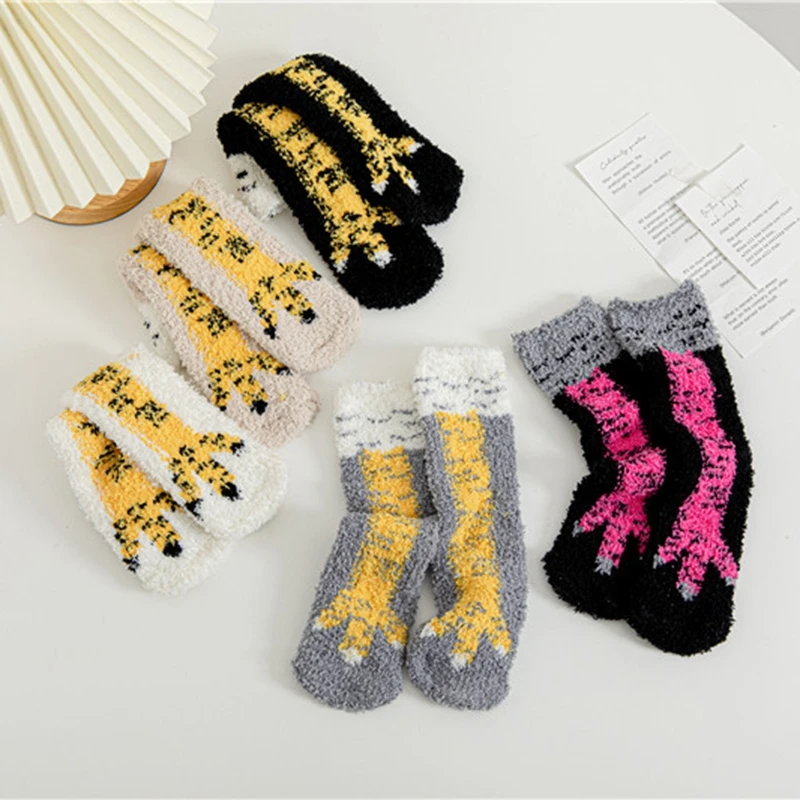 

Suefunskry Kids Funny Socks, Lovely Chicken Feet Socks Soft Warm Coral Fleece Non-slip Socks Sleep Socks for Winter