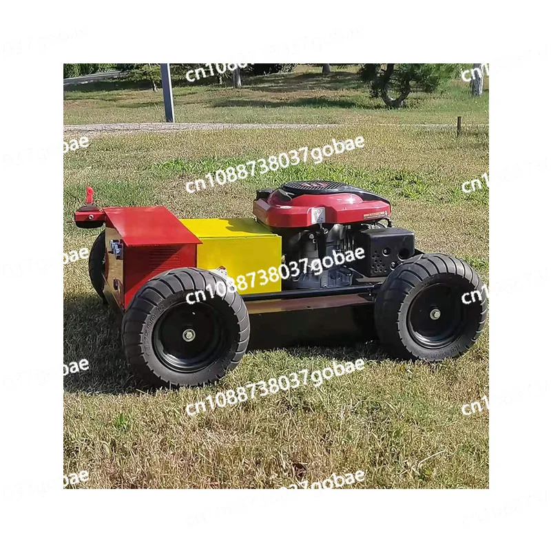 Small Agricultural Remote Control Lawn Mower Four-stroke Gasoline Electric Lawn Mower Automatic Grass Greening Lawn Mower