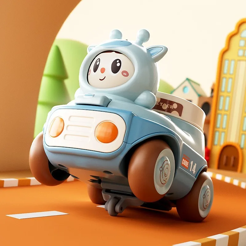 Giocattolo Puzzle per Bambini, Auto Cartoon con Modalità di Gioco Multiple, Scivolamento a Inerzia, Cambio Faccia, Fischietto, Piccola Auto per l'Apprendimento del Tempo