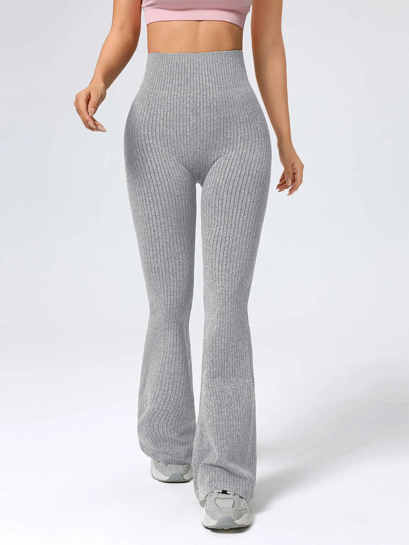 Women’s athletic flared pants, seamless yoga pants with abdominal control feature, sportswear, women’s gym flared pants, women’