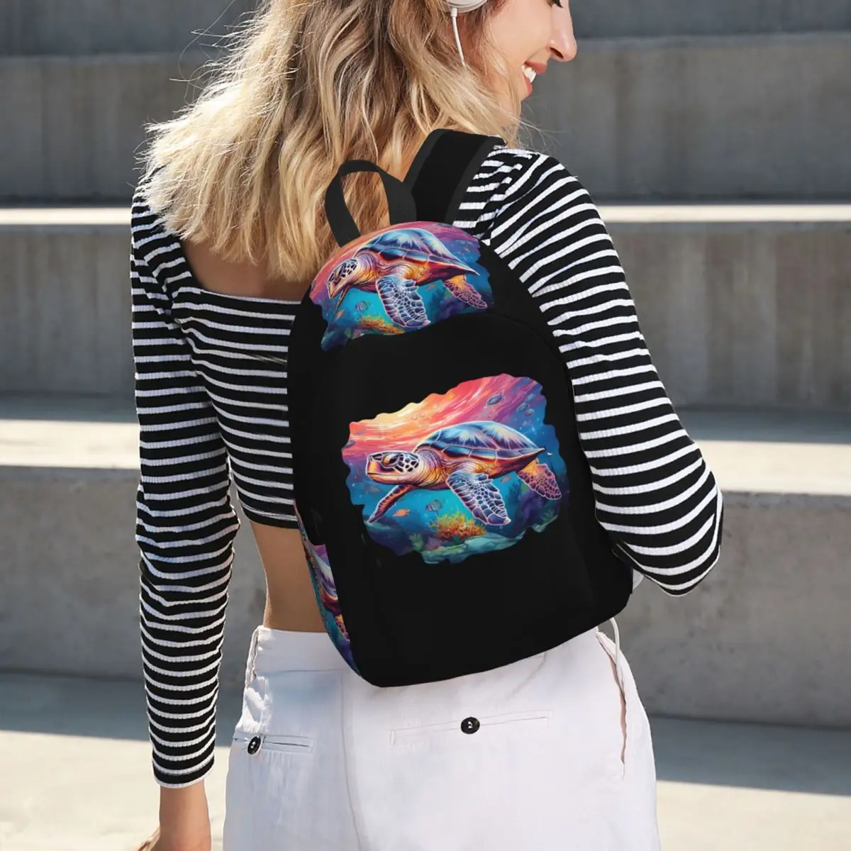 Colorful Sea Turtle Backpack Hot Sale Daypack Large Capacity Children BookBag School Bag Shoulder Bags for Men Women