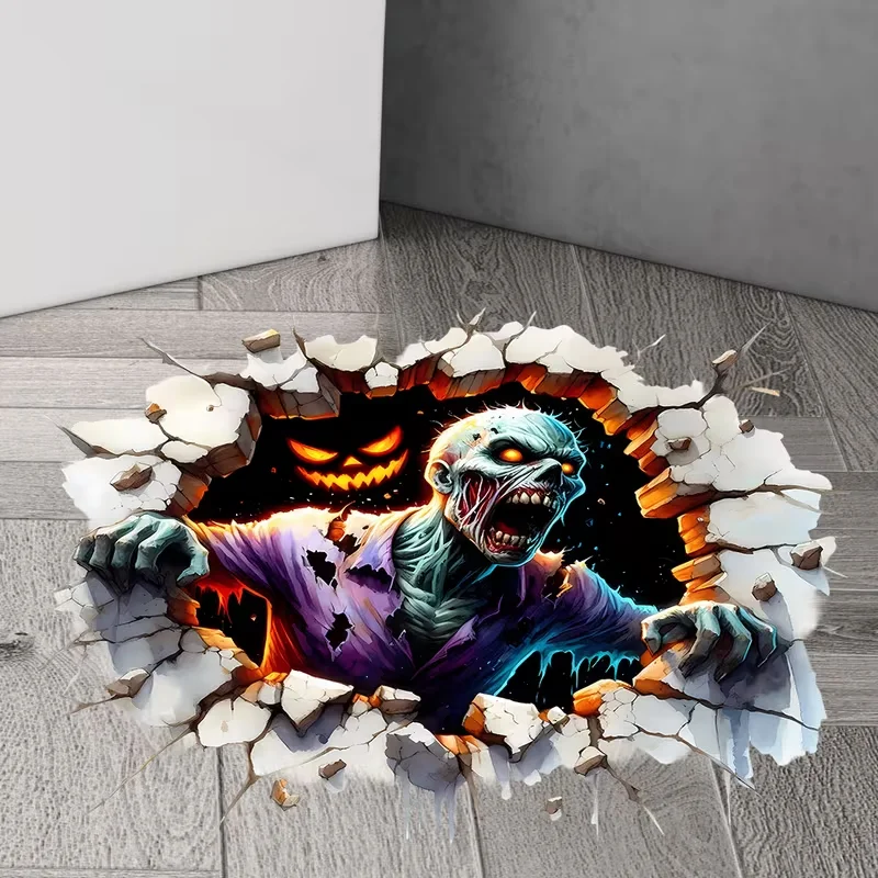 1 set, 1 Halloween Scream Zombie Crossing Wall Creative Decorative Stickers, Halloween Decorative Stickers