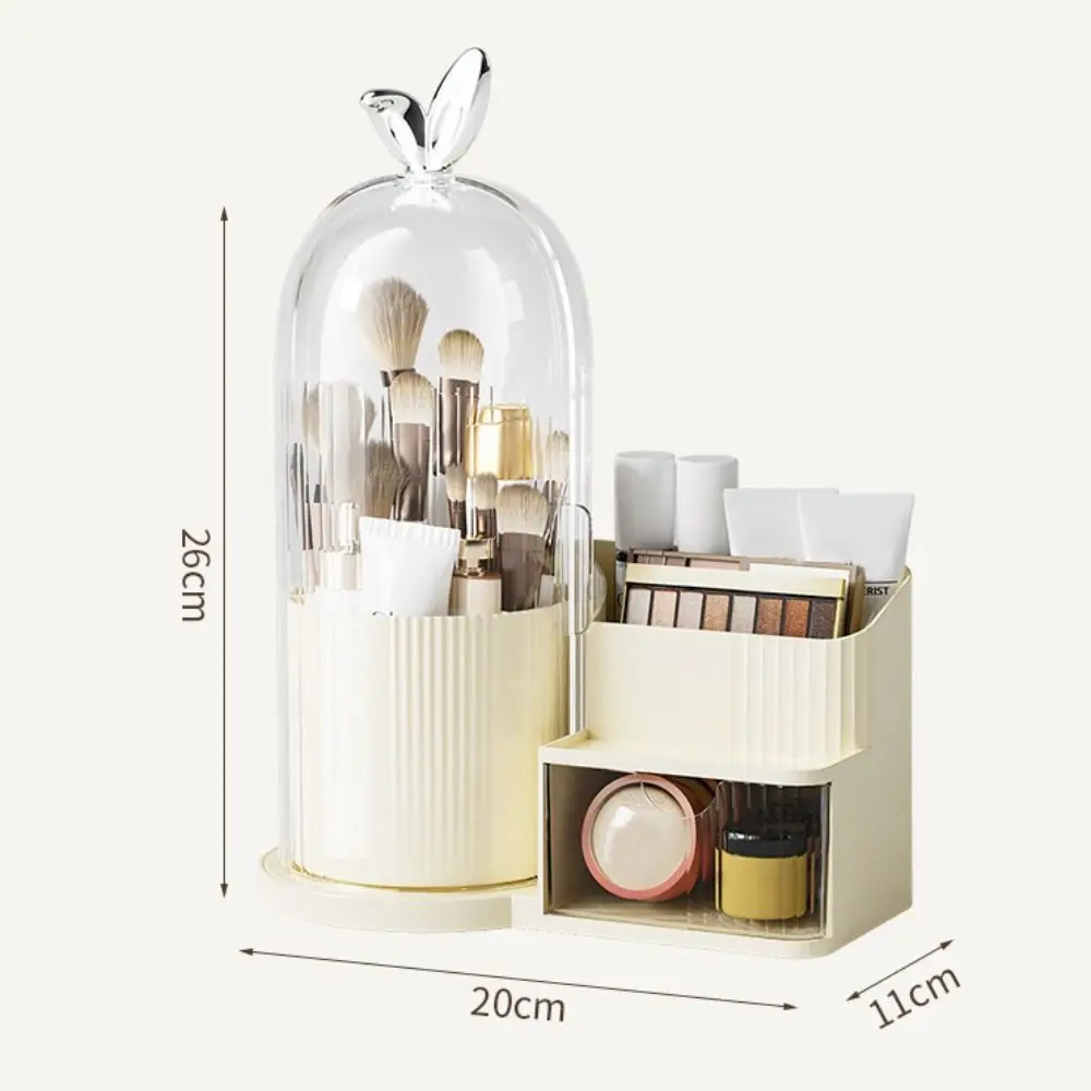 Boîte de rangement pour pinceaux de maquillage PP, multi-compartiments 360 °   Organisateur de rangement à tiroir rotatif, grande capacité, anti-poussière