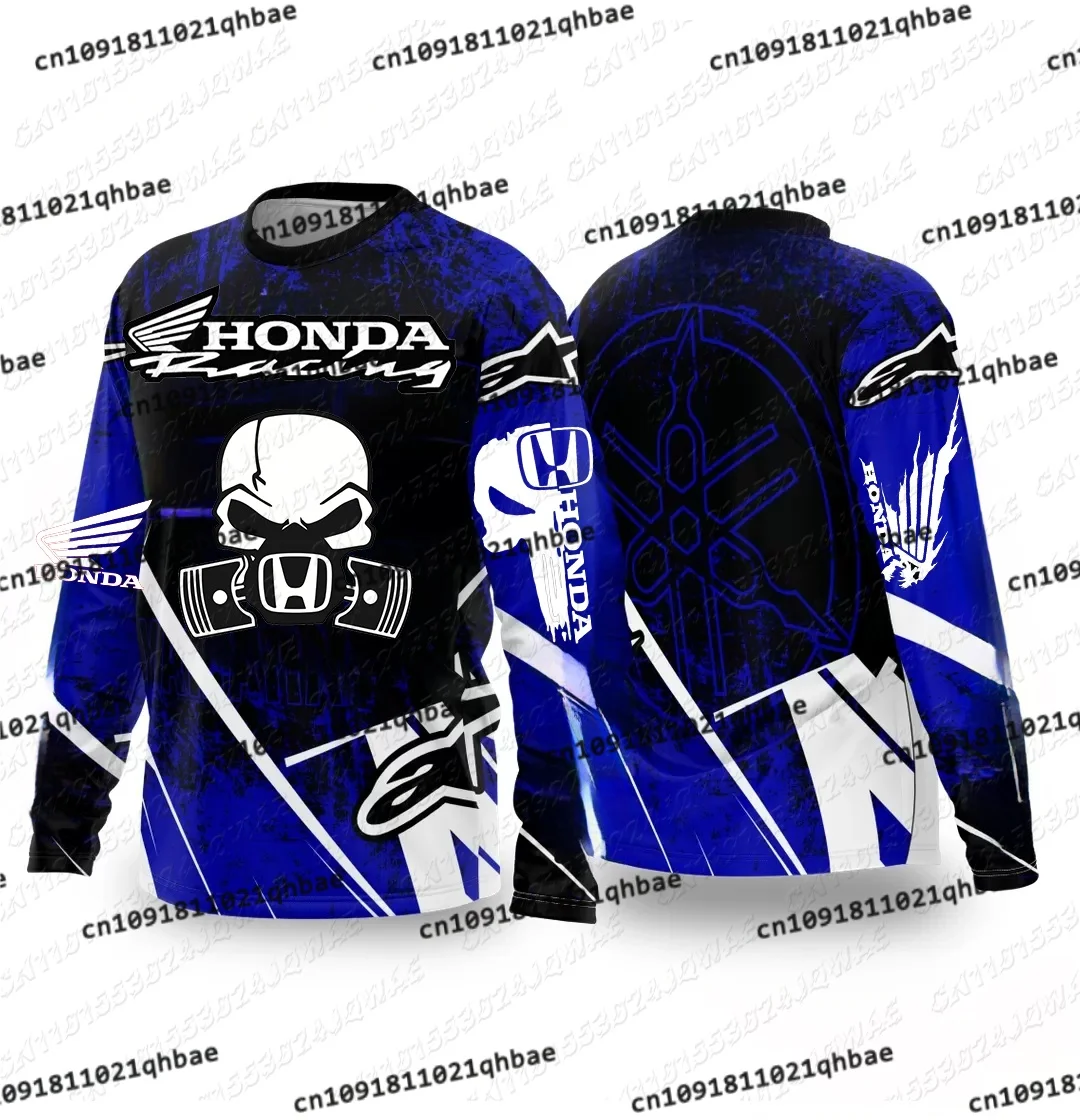 

2025 HONDA New Men's Fashionable Motorcycle Cool Riding Long Sleeved Shirt O-Neck Oversized Breathable Quick Drying Racing Suit