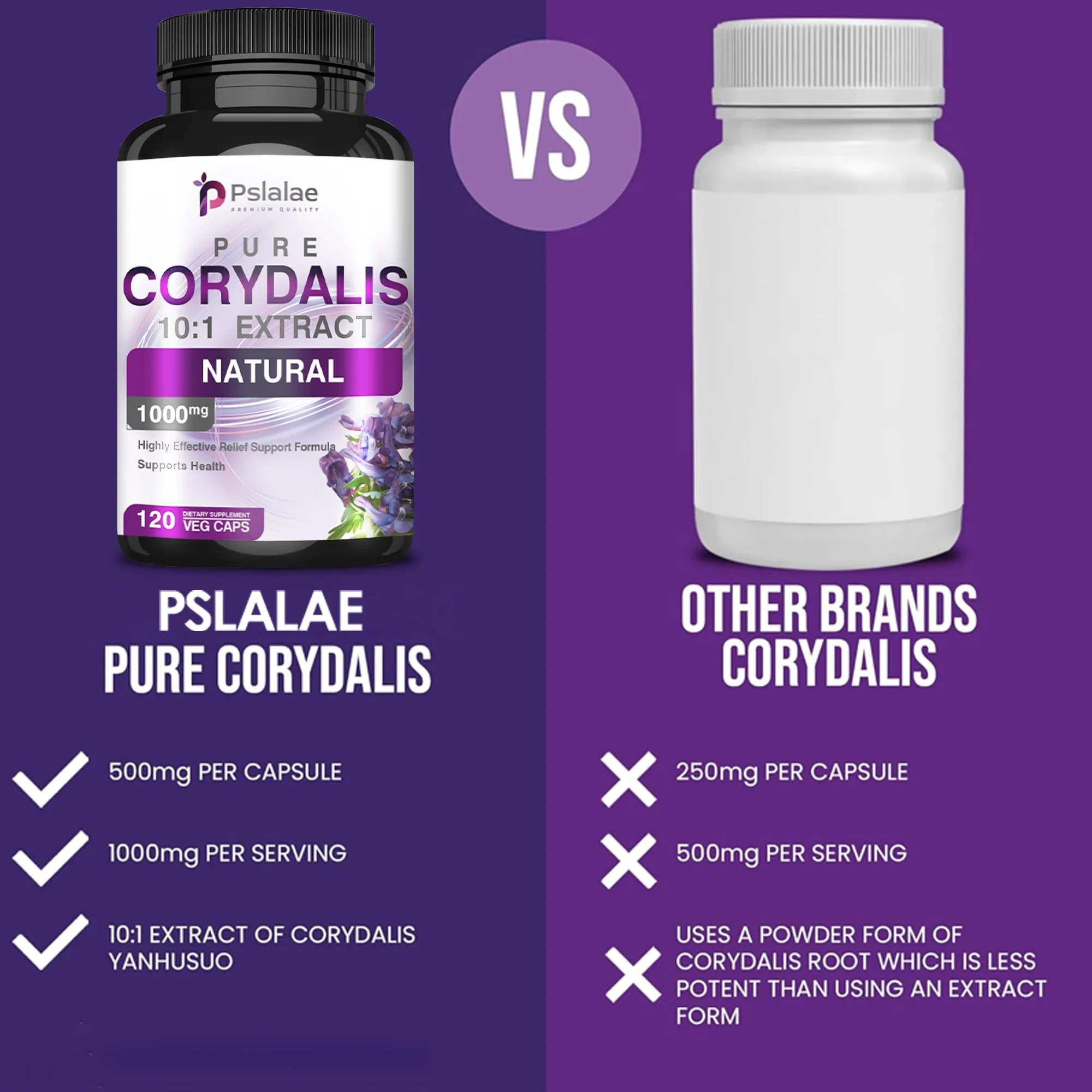 مستخلص كوريداليس - يخفف الألم ويسترخاء ويهدئ الجسم بالكامل - 120 كبسولة