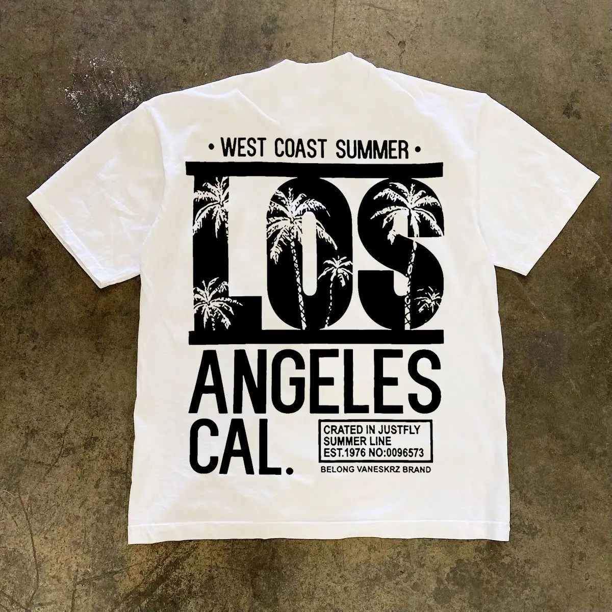 2026 Sommer Neu Los Angeles West Coast Palmen-Print Kurzarm-T-Shirt, Herren Amerikanisches Retro Lockeres Baumwoll-Oberteil