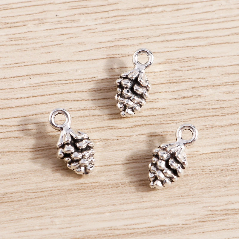 Tusember 30 Stück 7*13mm Anhänger aus Legierungsmetall in Tannenzapfenform, DIY Antik-Silberfarben für Ohrringe, Halsketten, Schmuckherstellung Zubehör – Detail 3