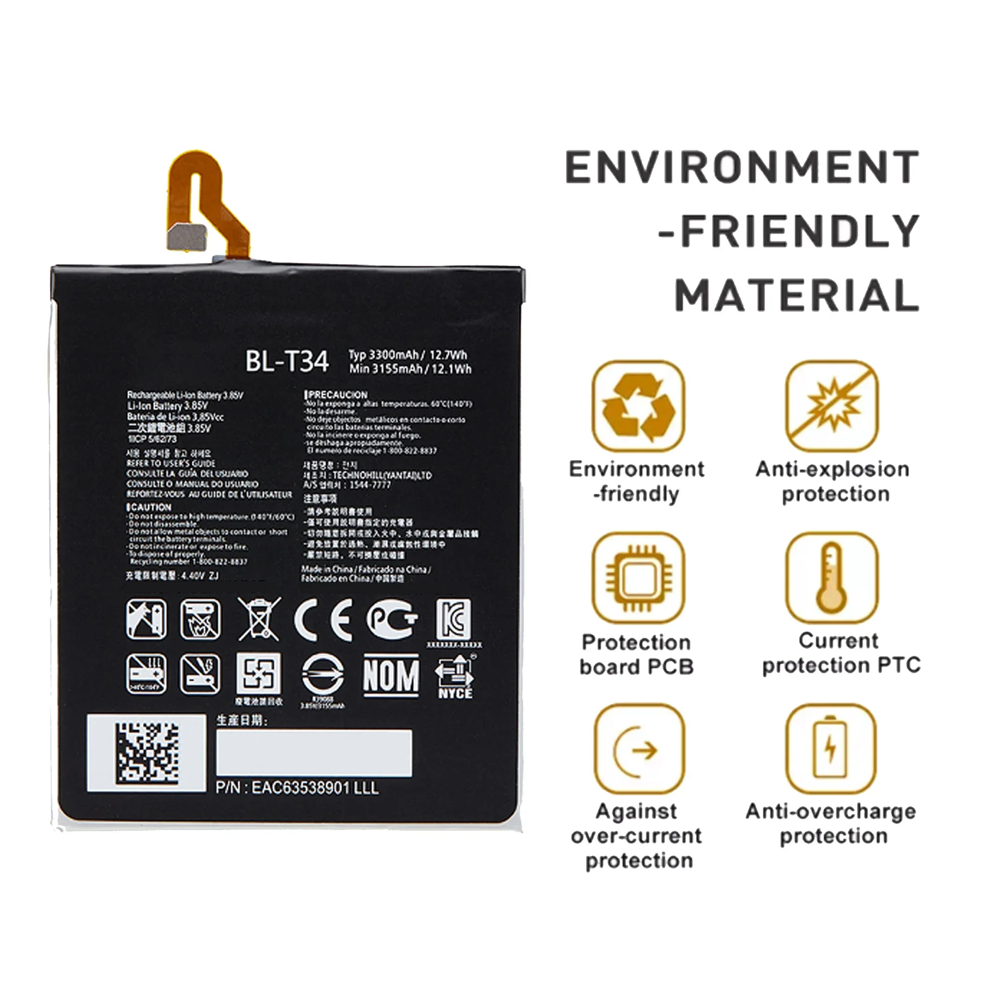 

BL-T34 Battery For LG V30 V30A H930 H932 LS998 V35 V30 PLUS T34 Original Quality Mobile phone Batteries Bateria