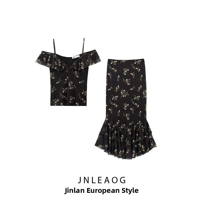 Ele Printed Silk Me Women's Top JNLEAOG Autumn New Sle High Waist Polyester Fiber Summer Casual Svel Dr